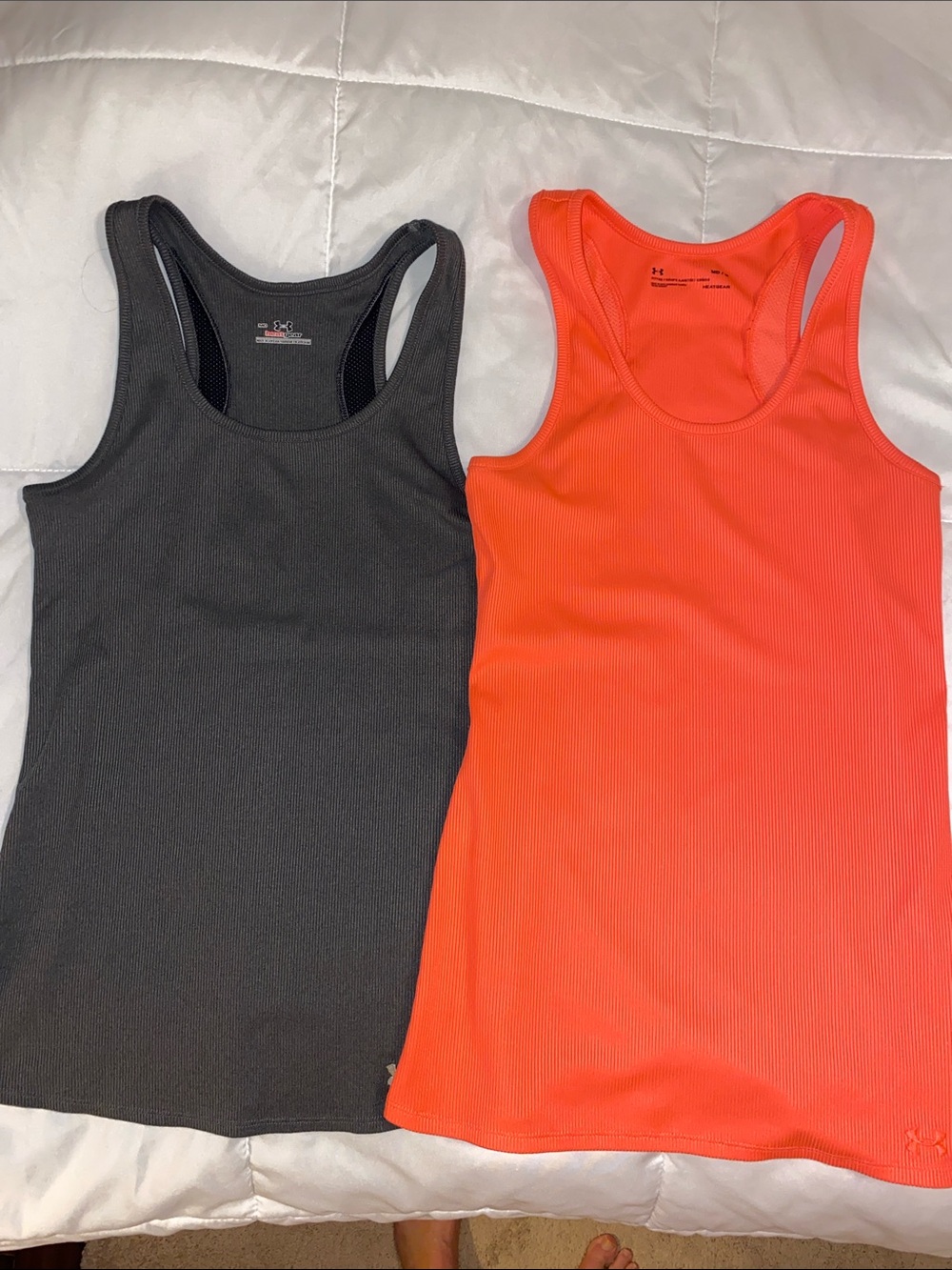 Under Armour Women's Racerback Tank — Charcoal & Neon Orange